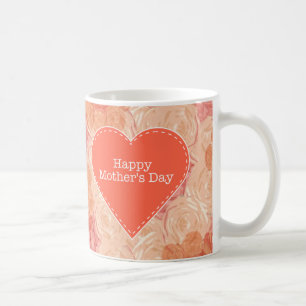 Pastellfarbener Pfirsich Vintage-Rosen-Muster Mutt Tasse