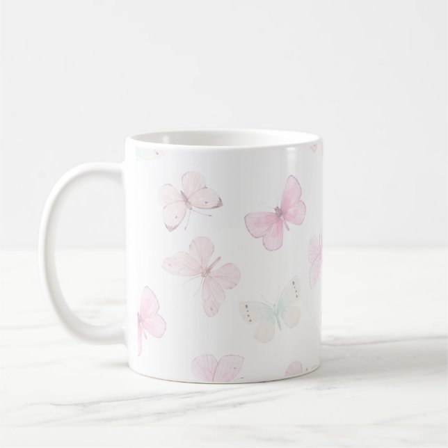 Pastellfarbener Schmetterling Kaffeetasse (Links)