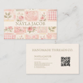Pastellfarbener Süßer Rosa Quilt-Patchwork Visitenkarte