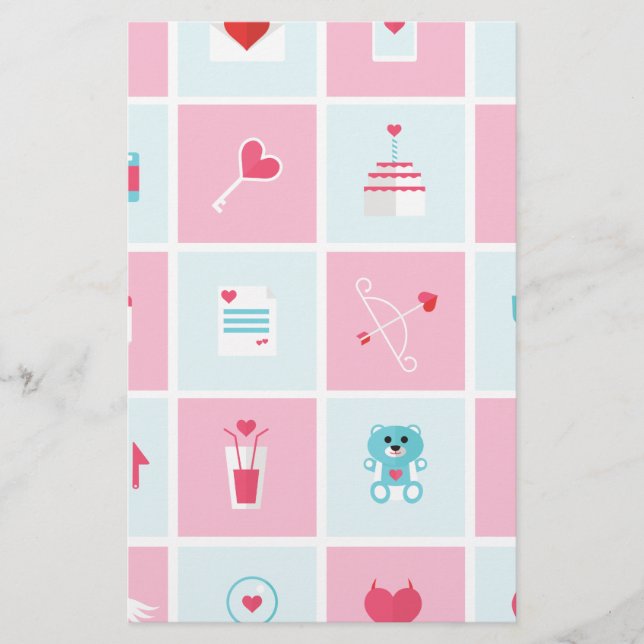 pastellfarbener Valentinstag Briefpapier (Vorderseite)