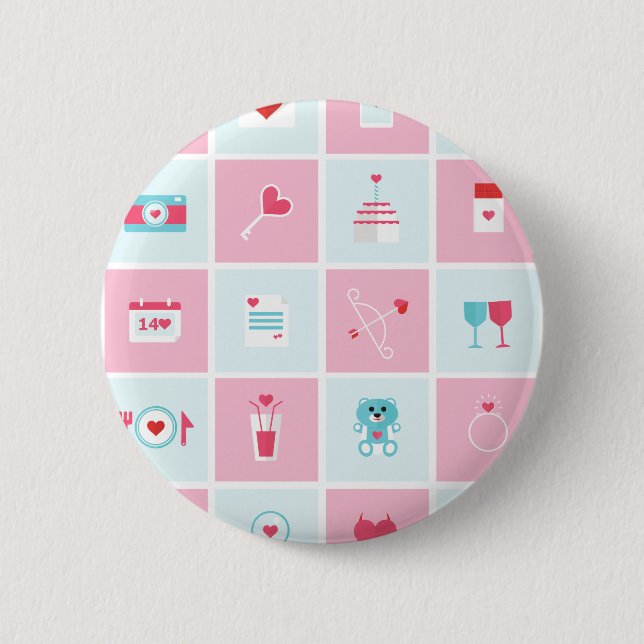 pastellfarbener Valentinstag Button (Vorderseite)