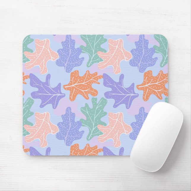 Pastellfarbenes Ahornblattmuster Mousepad (Mit Mouse)