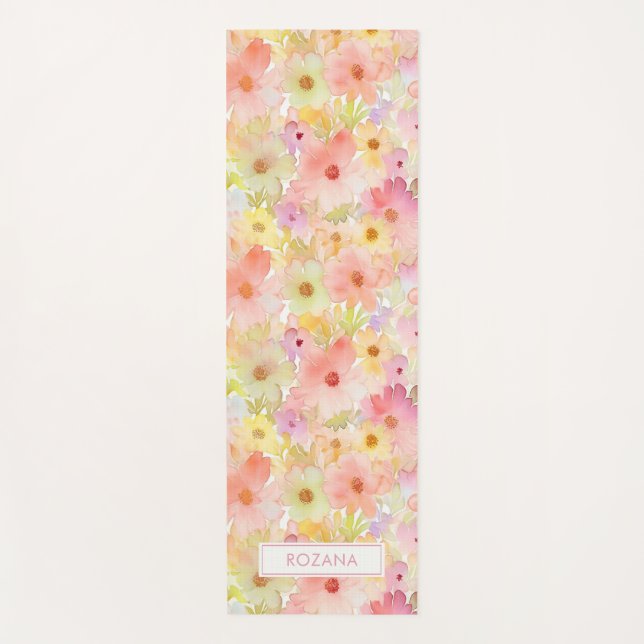 Pastellfarbenes, florales Muster Yogamatte (Vorderseite)