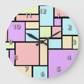 Pastellfarbenes Kubismuster Große Wanduhr