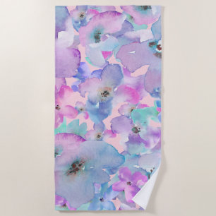 *~* Pastellfarbenes Muster Pink Blau FLowers Strandtuch