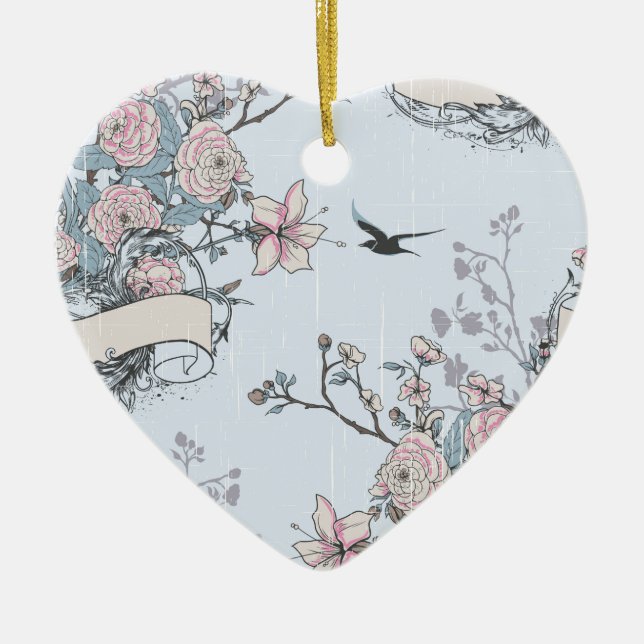 pastellfarbenes Shabby Chic Keramik Ornament (Vorne)