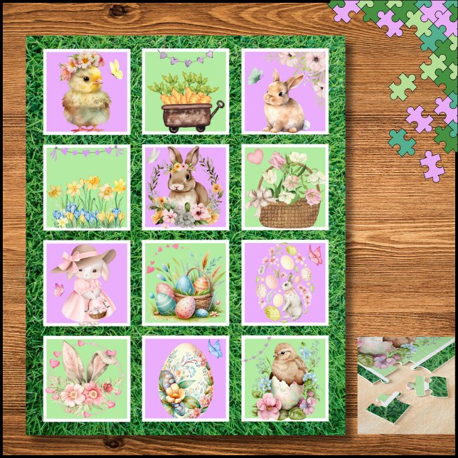 Pastellfarbenpuzzle Ostersonnenblock Puzzle (Pastel Easter Bunny Color Block Puzzle)