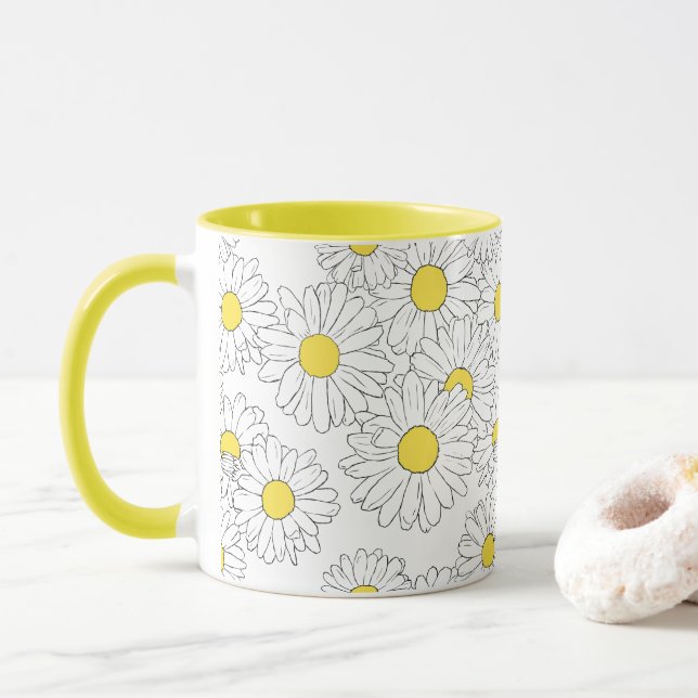 Pastellfeder Moderne gelbe Farbmuster Tasse (Mit Donut)