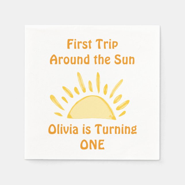Pastellfest Erster Ausflug rund um die Sun Birthda Serviette (Vorderseite)