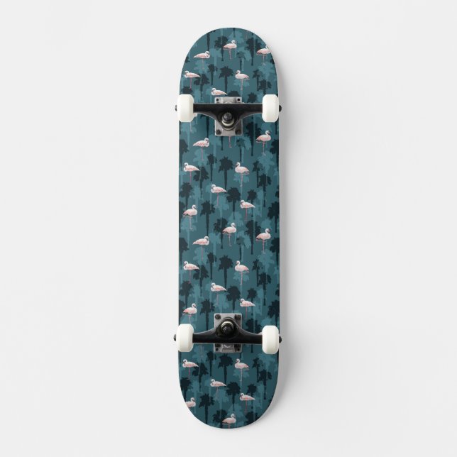 Pastellflamingos auf aquamarinem skateboard (Vorderseite)