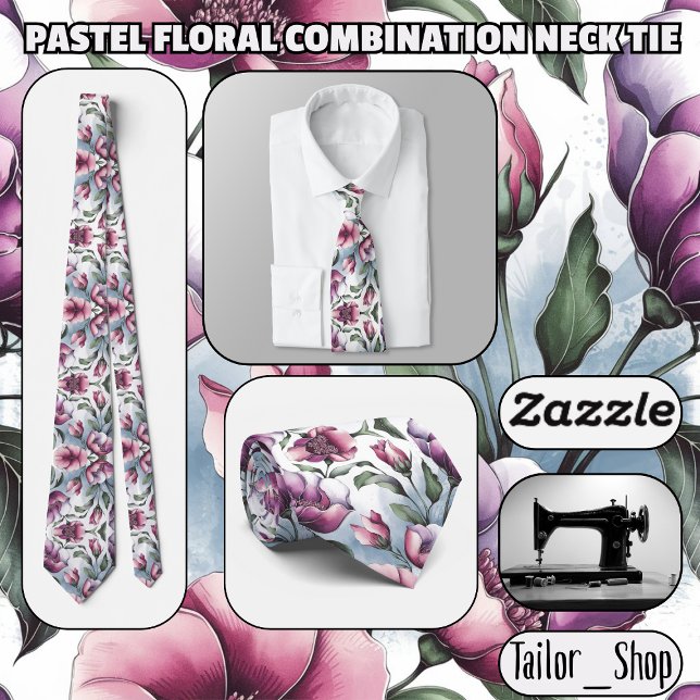 Pastellfloral Kombination Krawatte (Pastel Floral Combination Neck Tie)