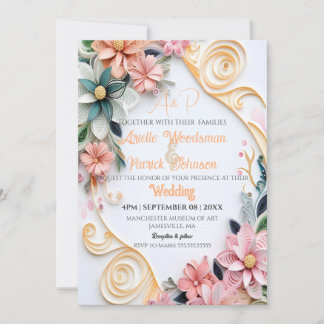 Pastellflorale Hochzeit anpassen Papier-Keilrahmen Einladung