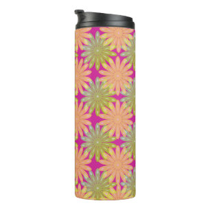 Pastellflorale Muster in rosa Hintergrund Thermosbecher