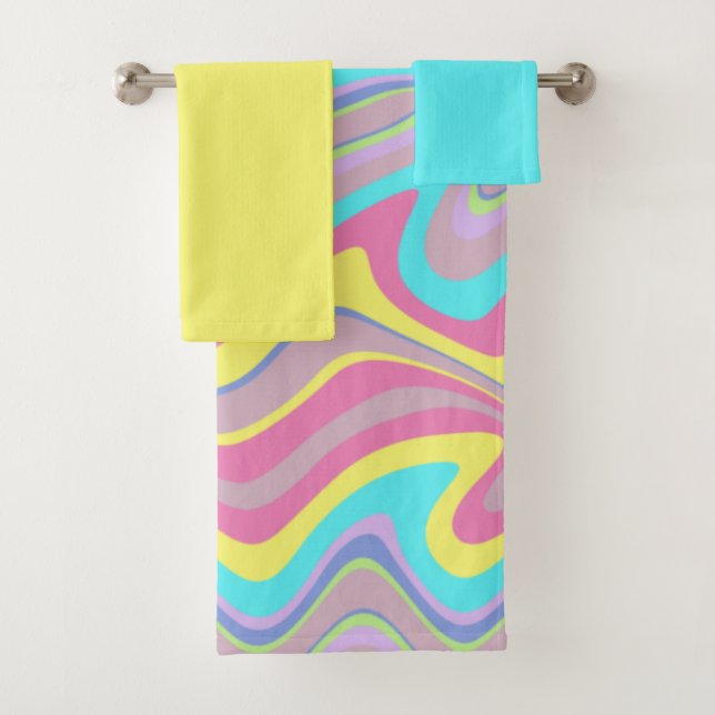 Pastellflüssigkeitswellen Badhandtuch Set (Insitu)