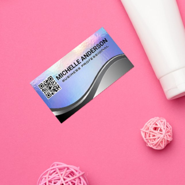 Pastellfolie Textur | Metallisch | QR-Code Visitenkarte (Von Creator hochgeladen)