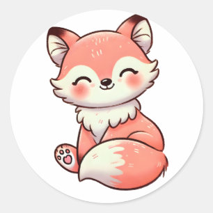 Pastellfox Design, Niedlicher, weicher Farbfox Kun Runder Aufkleber