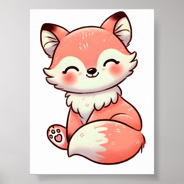 Pastellfoxdesign, weiche Fox Art Poster (Vorne)