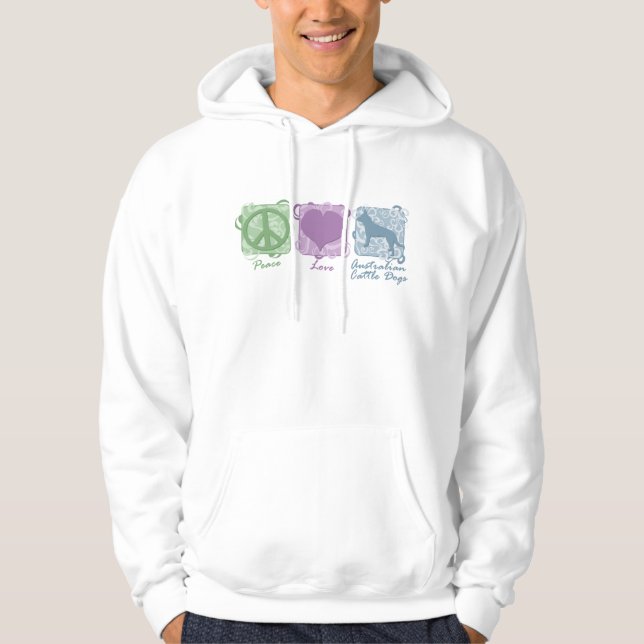 Pastellfrieden, Liebe und australische Vieh-Hunde Hoodie (Vorderseite)
