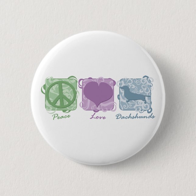 Pastellfrieden, Liebe und Dackeln Button (Vorderseite)