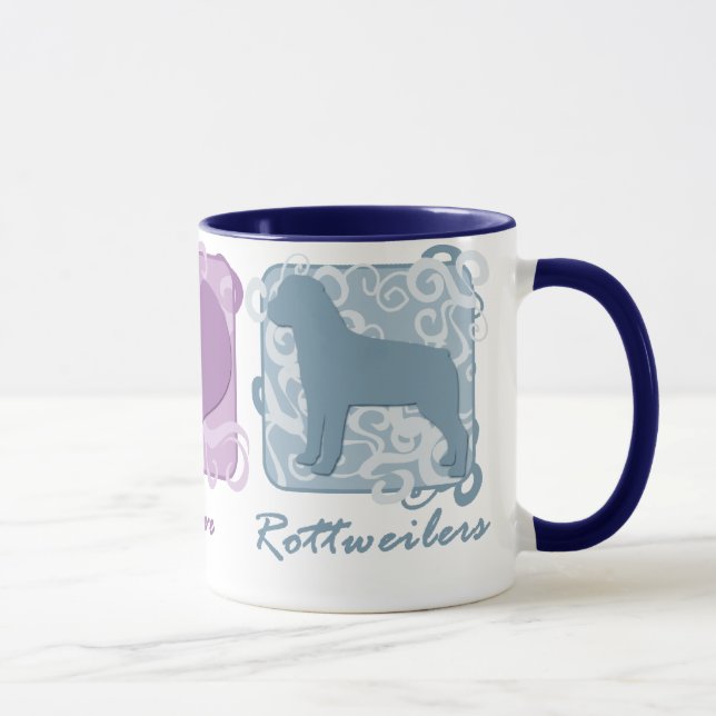 Pastellfrieden, Liebe und Rottweilers Tasse (Rechts)