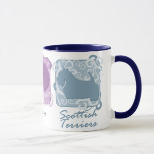 Pastellfrieden, Liebe und schottische Terrier Tasse