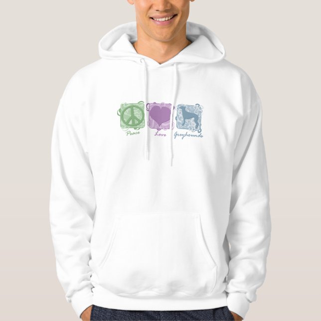 Pastellfrieden, Liebe und Windhunde Hoodie (Vorderseite)