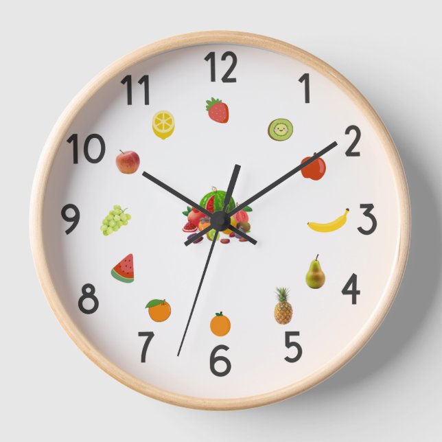 “Pastellfrucht-Küchenuhr – Dekorative Wanduhr (Vorderseite)