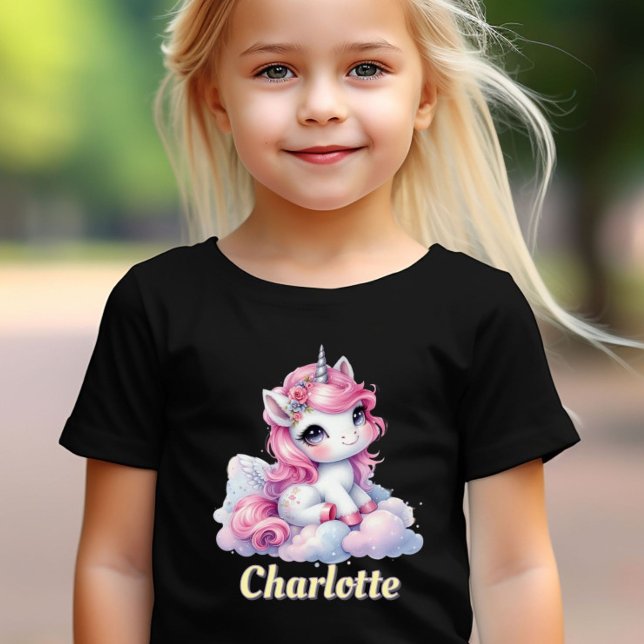 Pastellfunkel unicorn Zauberwolke schwarz T-Shirt (Von Creator hochgeladen)