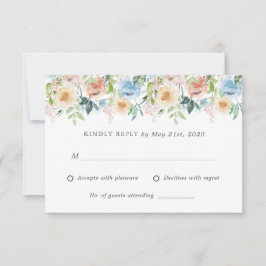 Pastellgarden Blue Floral Wedding RSVP Antwortkart Karte