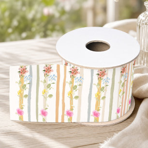 Pastellgarten-Blumenstreifen Ripsband