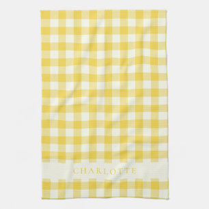 Pastellgelb Gingham Buffalo Karo- Plaid Name Geschirrtuch