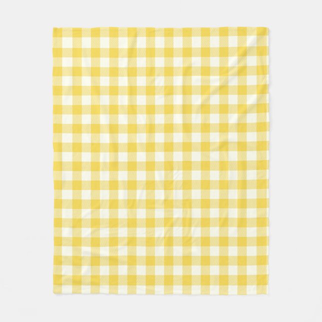 Pastellgelb Gingham Büffel Karo Karomuster  Fleecedecke (Vorderseite)