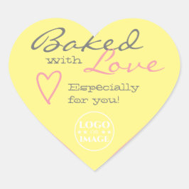 Pastellgelb rosa, einfache Liebe-Herzlogos Herz-Aufkleber