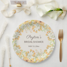 Pastellgelbe Aquarellfarben Blume Brautparty Pap