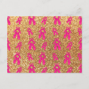 Pastellgelbe Ballet-Hausschuhe Glitzer Muster Postkarte