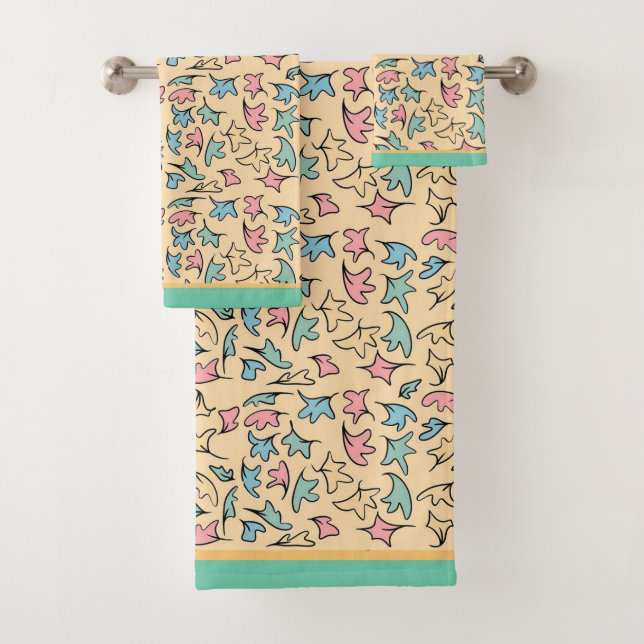 Pastellgelbe Blätter Badhandtuch Set (Insitu)