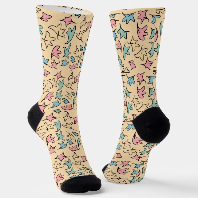 Pastellgelbe Blätter Socken (Gewinkelt)