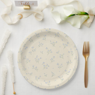 Pastellgelbe blaue Blumen Vintage-Baby-Party Pappteller