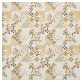 Pastellgelbe Blumensteppdecke Patchwork Vintage Stoff