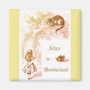 Pastellgelbe Cheshire-Katze Alice im Wunderland Magnet