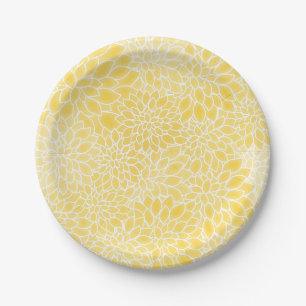 Pastellgelbe Dahlien Pappteller