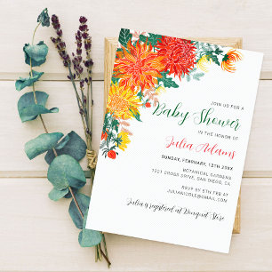 Pastellgelbe Frühlings-Dahlia-Blumen Baby Shower Einladung