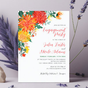 Pastellgelbe Frühlings-Dahlia-Verlobungsparty Einladung