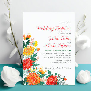 Pastellgelbe Frühlings-Dahlie-Hochzeitsempfang Einladung