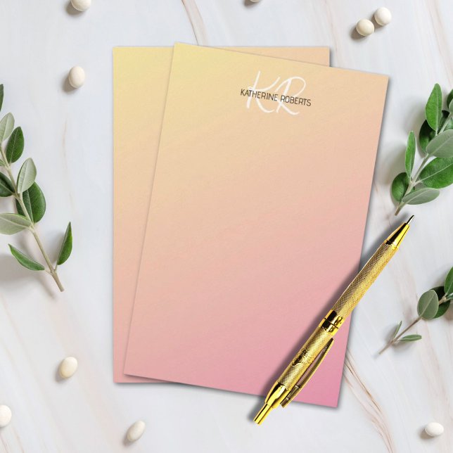 Pastellgelbe rosa personalisierte Schreibwarenpapi Briefpapier (Von Creator hochgeladen)