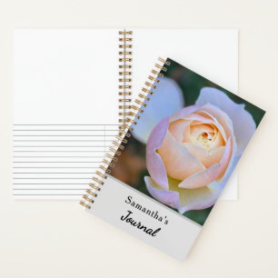Pastellgelbe rosa Rosen Name Journal Notizbuch
