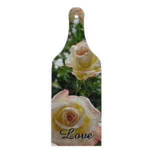 Pastellgelbe rosa Rosen Schneidebrett
