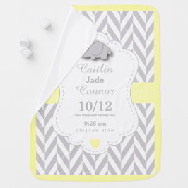 Pastellgelbes Elefant Birth Keepake Design Babydecke