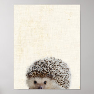 Pastellgelbes Peekaboo-Igel-Minimalist-Kinderzimme Poster