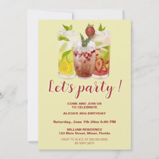 Pastellgelbes Sommercocktail Party Geburtstag Einladung